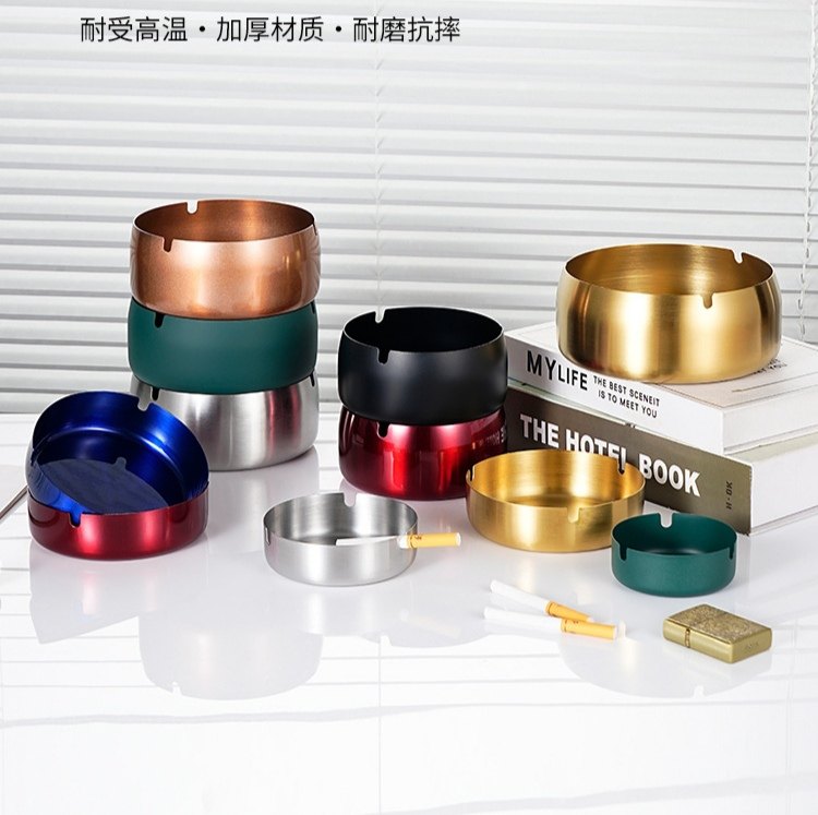 创意中式办公室不锈钢黑色烟灰缸大中小码 家用网吧广告定制烟缸,淘宝优惠券,粉丝福利购,淘宝优惠卷