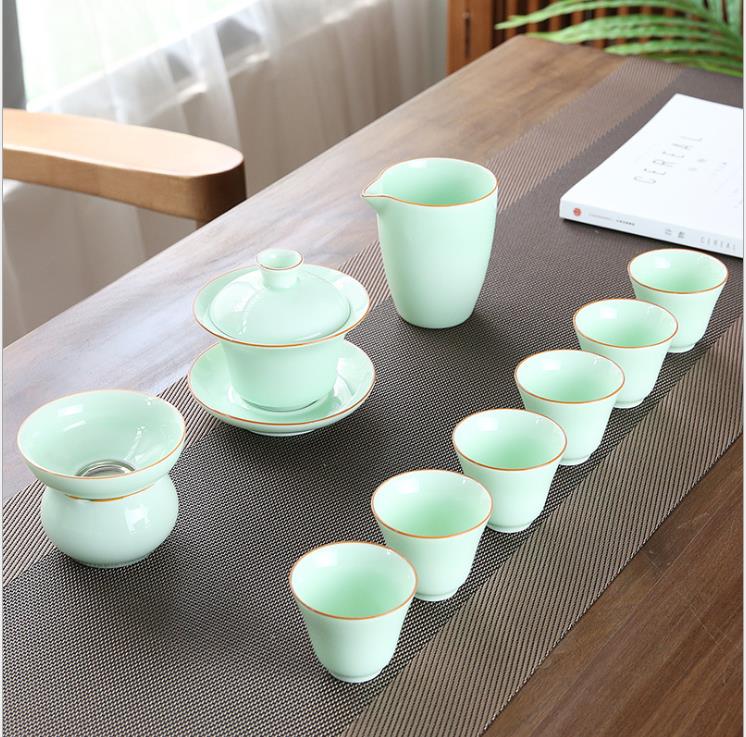 功夫茶具套装家用中式复古简约禅意轻奢办公会客陶瓷茶杯盖碗茶壶