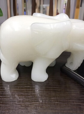 白玉大象摆件桌面白玉天然中式