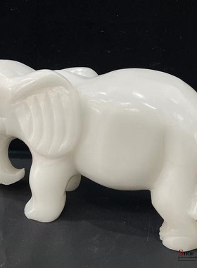 玉石大象摆件一对天然白玉吸水象家居客厅办公室装饰品工艺品摆设