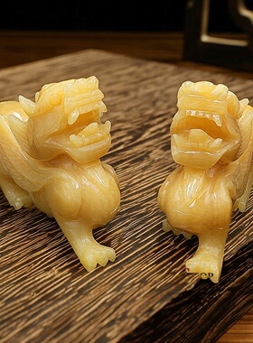 天然米黄玉貔貅摆件家居玄关办公室客厅开业礼品工艺品装饰品摆设