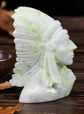 天然玉石印第安人雕像摆件家居客厅工艺品桌面艺术装饰品礼品摆设