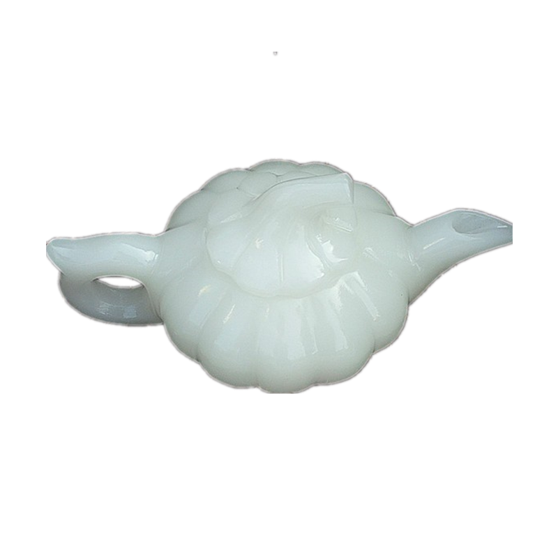 天然阿富汗玉茶具摆件 白玉茶具 酒具 瓜形 瓜壶 晶莹剔透 送盒子 - 图3