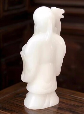 天然玉石寿星公摆件福如东海家居玄关客厅生日祝寿装饰品礼品摆设