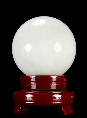天然汉白玉风水球时来运转摆件家居客厅办公室酒柜桌面送礼装饰品