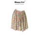 French style retro floral skirt for women, slim and versatile mid-skirt, summer printed A-line pleated skirt