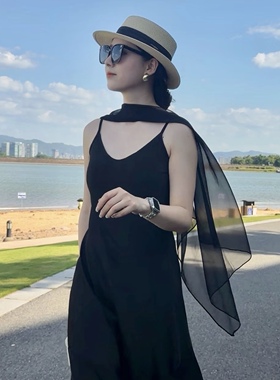 【一字肩领口丝巾】拂水-不规则设计百搭遮阳夏季外搭轻薄感丝巾