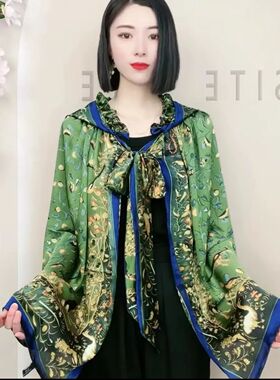 春夏季荷叶边韩版女防晒斗篷披肩