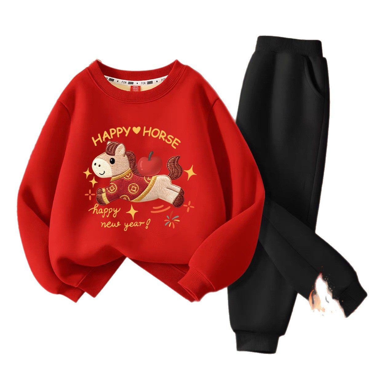 男童拜年服2026新款本命年马年男孩红色卫衣加绒套装儿童过年服男,淘宝优惠券,粉丝福利购,淘宝优惠卷