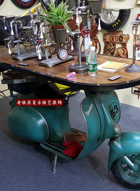 VESPA凯迪拉克雪佛兰老爷车模型1:1吧台收银台迎宾台桌酒吧咖啡店