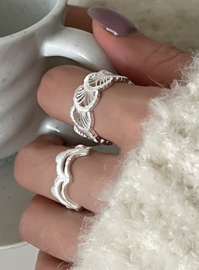 宫廷风喷泉镂空蕾丝花边戒指女小众设计感中古风百搭气质ins开口