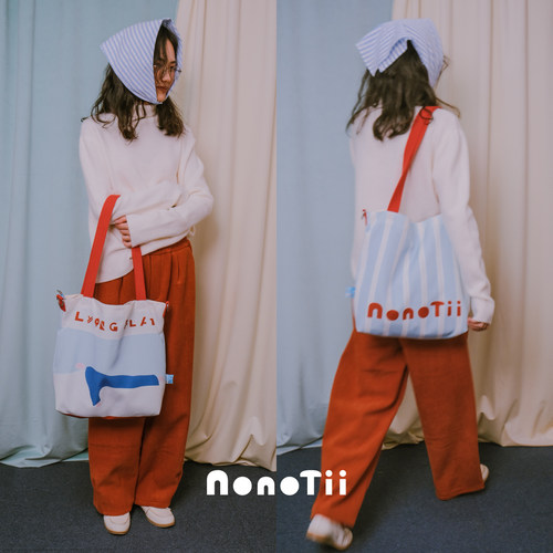 Nonotii《人间下线》法式高级慵懒大容量斜挎帆布包单肩包电脑包 - 图2