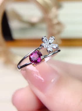 纯银紫牙乌日韩风镁铝石榴石戒指