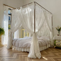 Southeast Asian solid wood bed with frame European-style white tether 1 5 mosquito nets 1 8m Palace Tingting bed mantle wearing pole 2