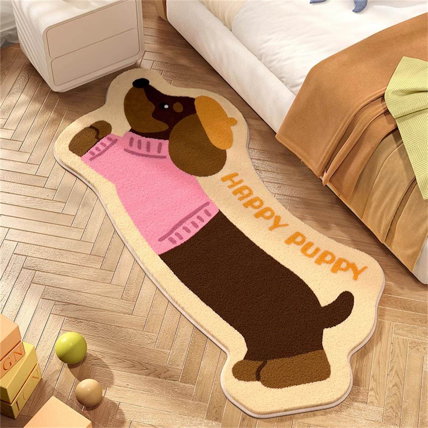Bedside carpet for bedroom, imitation cashmere floor mat for all seasons