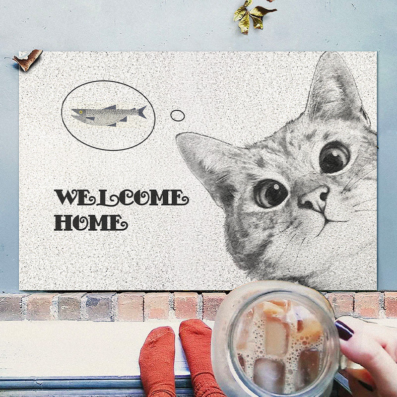 卡通猫咪进门地垫丝圈门垫入户门脚垫子玄关门口防滑蹭土耐磨地毯,淘宝优惠券,粉丝福利购,淘宝优惠卷