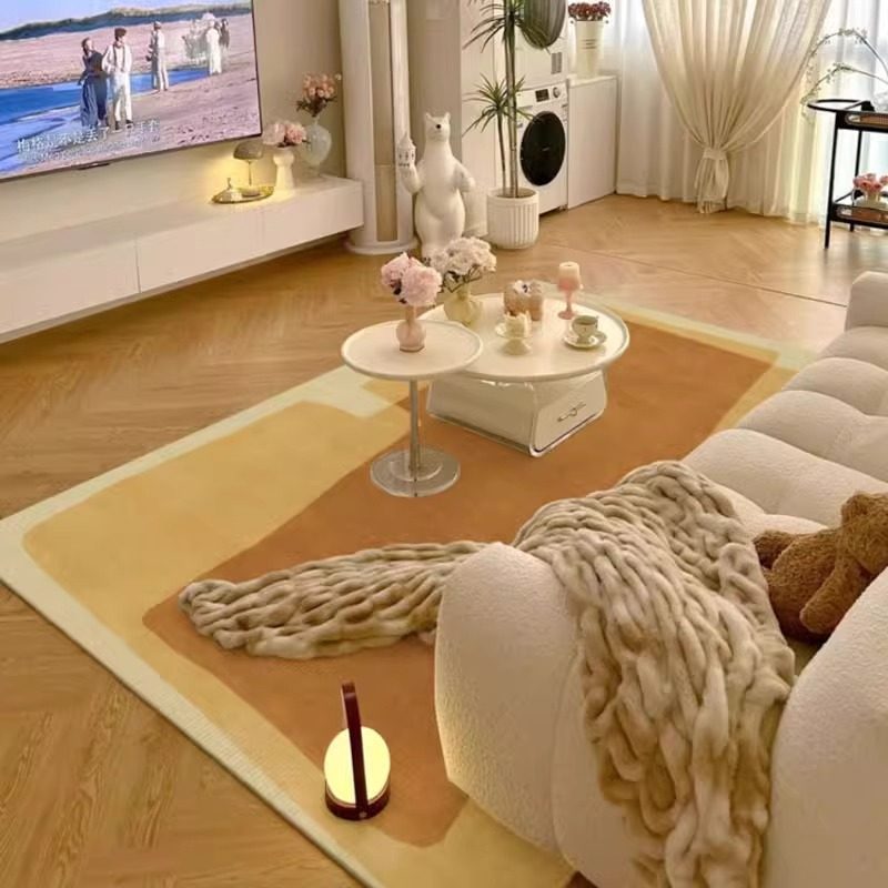 2025新款法式奶油风客厅地毯高级感沙发茶几毯橘色几何卧室地垫,淘宝优惠券,粉丝福利购,淘宝优惠卷