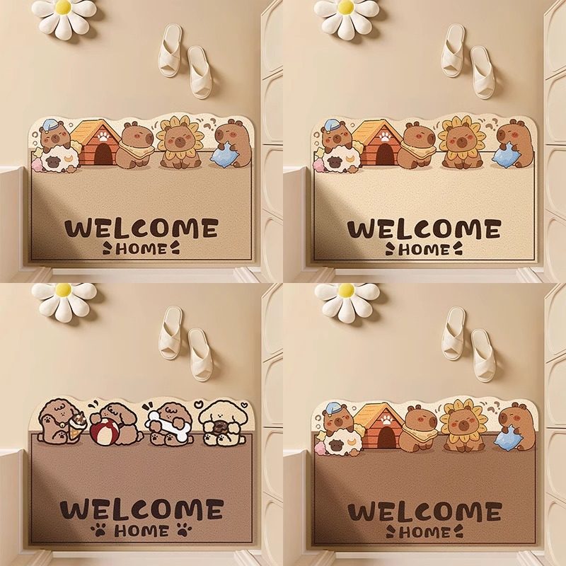 卡皮巴拉卡通地毯入户门丝圈地垫家用门口防滑门垫进门可裁剪脚垫,淘宝优惠券,粉丝福利购,淘宝优惠卷