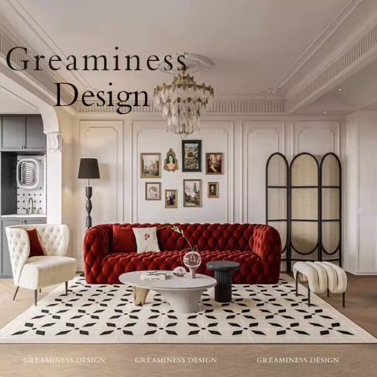 复古地毯客厅法式暖色沙发茶几毯简约现代奶油风卧室防滑耐脏地垫