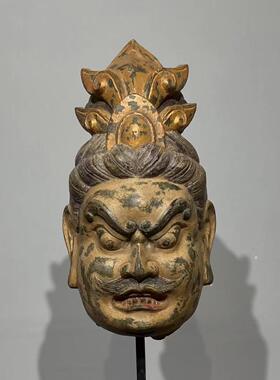 彩绘石雕庭院石雕佛头复古雕刻