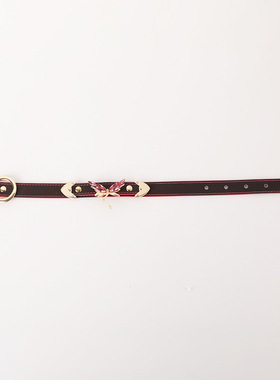 温感变色sp项圈 钻石蝴蝶choker牵引绳定制刻字女m 手工皮具K9