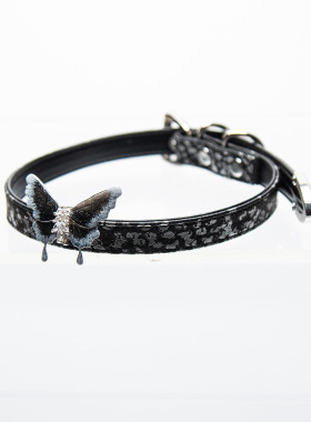 皂花液手作蝴蝶项圈choker亚文化puppy细款蛇皮定制刻字女m