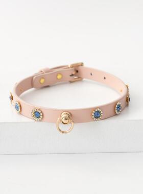 项圈定制刻字女m手工皮具真皮链子K9吊牌可定制刻字项圈外出