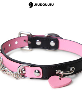 道具捆绑牛皮颈圈项链牵引定制刻字logo