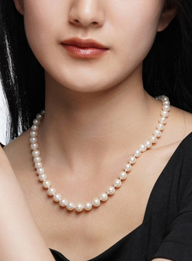 2025新款强光正圆媲美海水珠项链高级感显年轻颈链生日礼物送妈妈