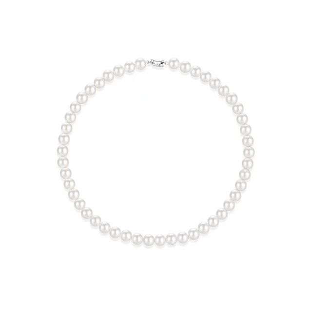 2025 new popular model Ni Ni's same pearl necklace high-end strong light round versatile white pearl necklace for women