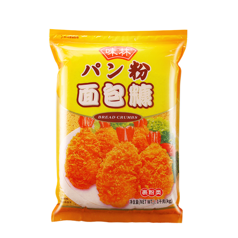 味林面包糠1kg*10箱 烧烤日炸鸡柳裹粉面包屑细黄糠 白糠烘焙包邮 - 图3