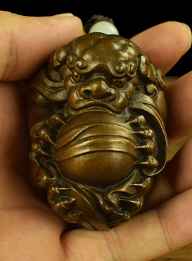 全铜有求必应招财貔貅手把件把玩