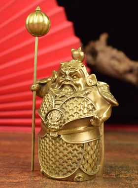 铜哼哈二将桌面小摆件工艺品门神