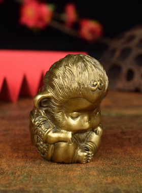 黄铜实心创意猴子香插桌面摆件