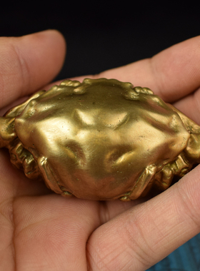 纯铜招财实心仿真螃蟹解压手把件