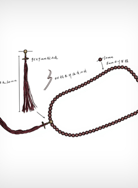 手工逸述小叶紫檀108颗佛珠项链