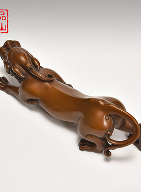 艺品江山紫铜貔貅镇纸中式摆件