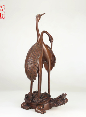 艺品江山纯紫铜故宫仿古龟鹤摆件