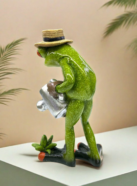 庭院小装饰品浇水青蛙人花架摆件