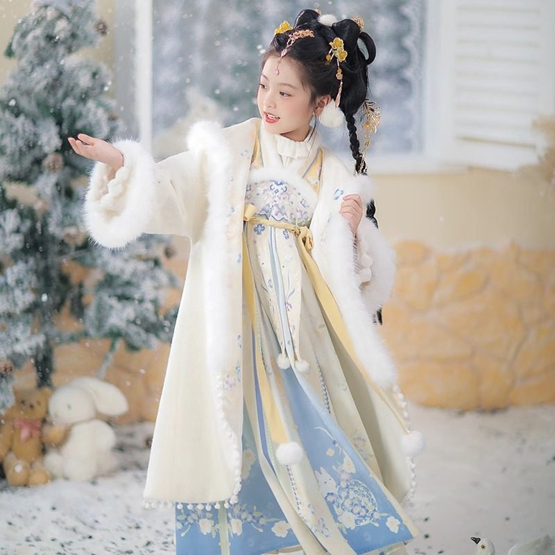 汉服女童拜年服喜庆过年公主风服装儿童国风唐装秋冬加绒斗篷童装,淘宝优惠券,粉丝福利购,淘宝优惠卷