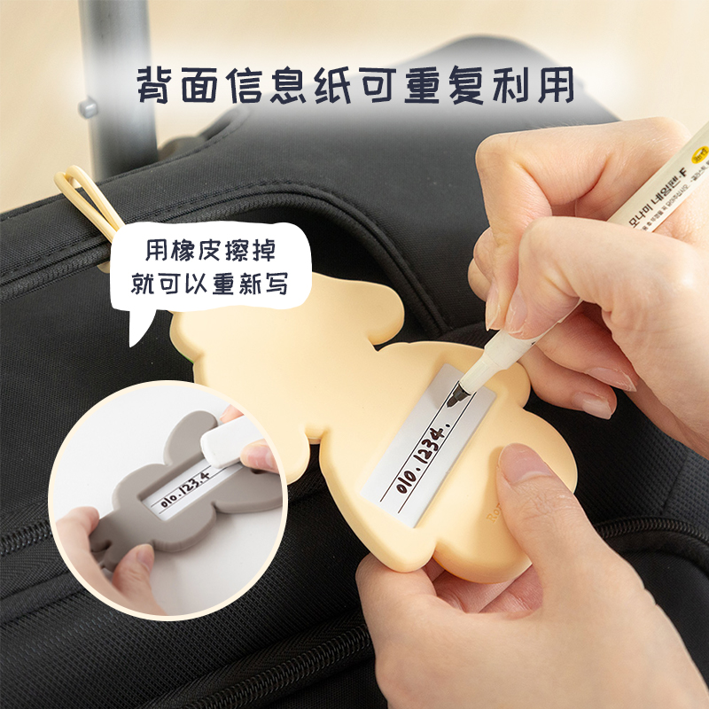 韩国romane卡通硅胶旅行箱行李牌防水吊牌拉杆箱托运防丢挂件背包 - 图2