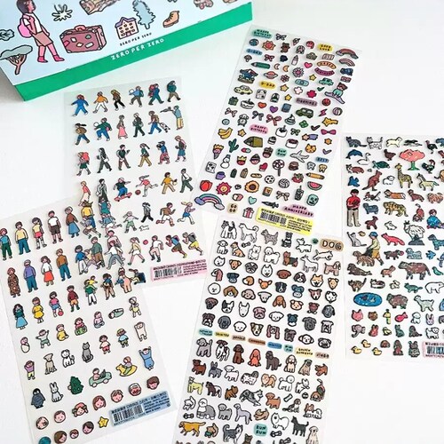 韩国ZEROPERZERO可爱插画细闪小贴纸手账咕卡装饰手机壳贴画ins风 - 图2