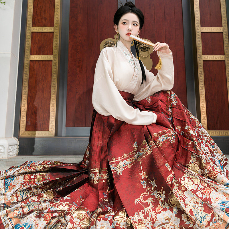 【重回汉唐幻蝶密境】竖领对襟衫日常收腰新国风马面裙套装汉服女,淘宝优惠券,粉丝福利购,淘宝优惠卷