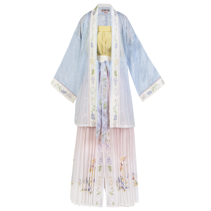 重回汉唐旗舰店重回汉唐月下影原创汉服女齐腰襦裙宋制百迭裙对襟长褙子宋袴夏季3