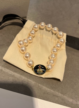 新品夏季百搭搪瓷扣磁扣星球手链lisa同款高级感珍珠手饰女全新
