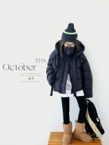 H AND E original child clothing girl black Lianhood down jacket 2024 Winter new thickened warm short jacket