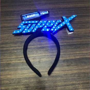 Customized Christmas and New Year's Day luminous headwear horn concert flash headband lighted rabbit ear garland hair hoop hairpin