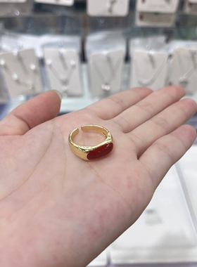 红色宝石戒指小众设计可调节开口戒指环大气高级感百搭气质食指戒