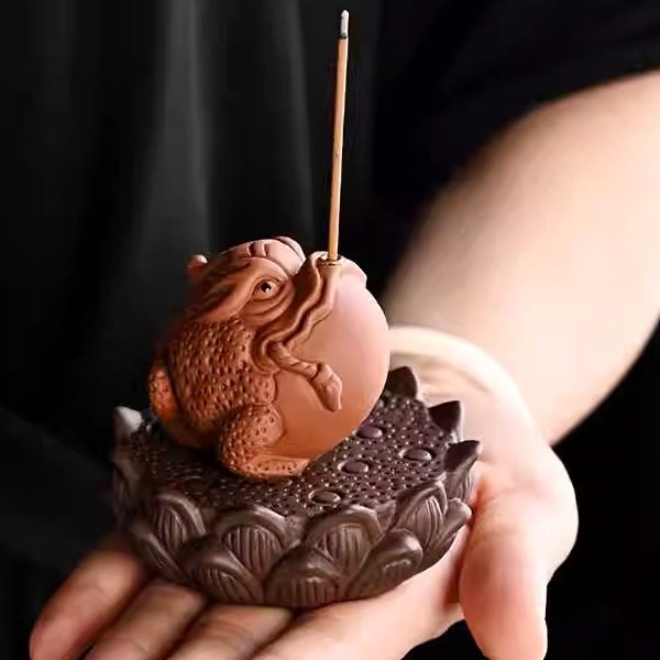 紫砂香插香座金蟾貔貅线香招财立式家用室内底座茶桌香薰香炉摆件,淘宝优惠券,粉丝福利购,淘宝优惠卷