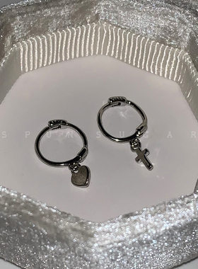 爱心十字架耳圈耳扣素圈基础款小巧设计百搭简约气质耳钉耳环女